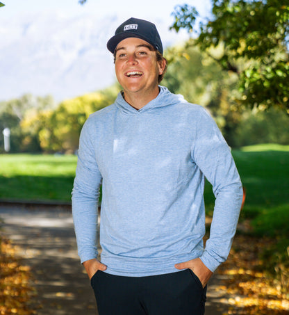 THE HEATHER LIGHT BLUE PERFORMANCE HOODIE