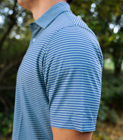 THE GREEN & NAVY STRIPE PERFORMANCE POLO