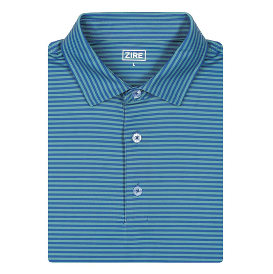 THE GREEN & NAVY STRIPE PERFORMANCE POLO