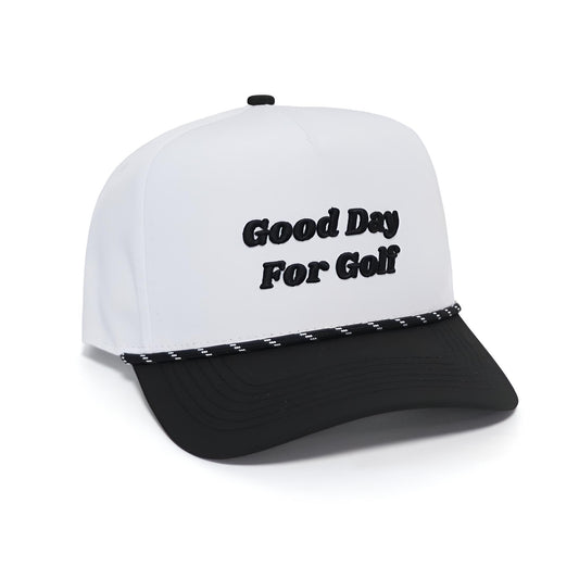 GOOD DAY FOR GOLF ROPE HAT WHITE & BLACK