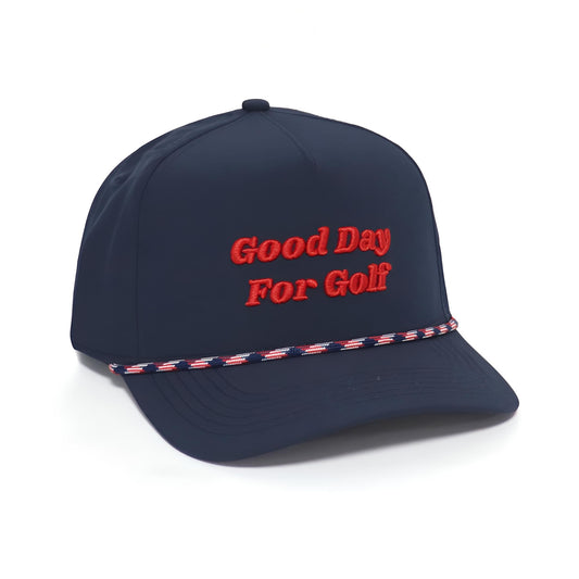GOOD DAY FOR GOLF ROPE HAT NAVY & RED