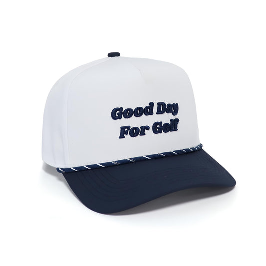 GOOD DAY FOR GOLF ROPE HAT WHITE & NAVY