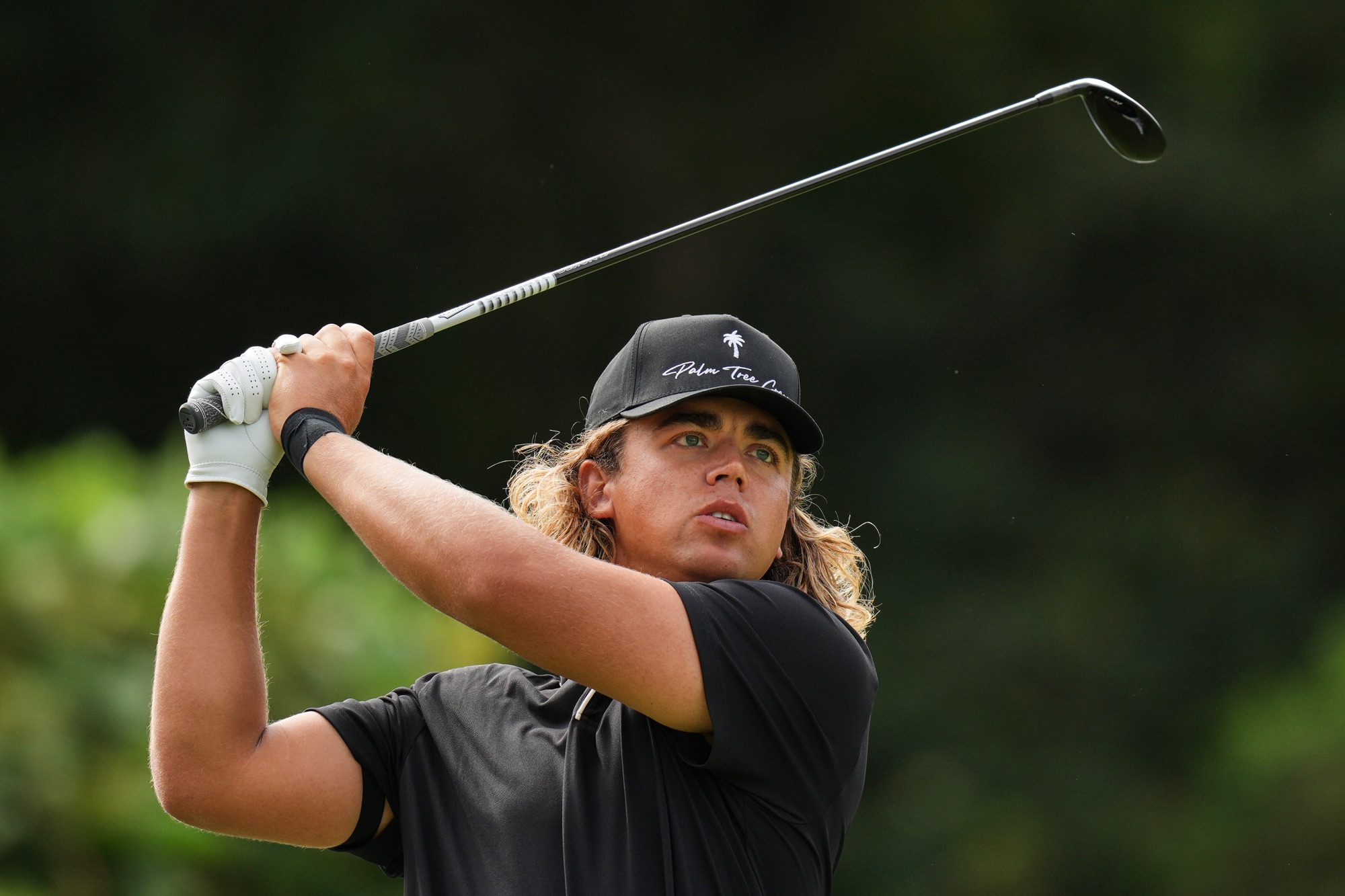 Garrick Higgo tees off during the Baycurrent Classic golf tournament in Japan