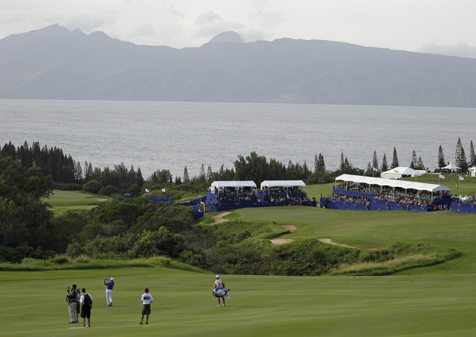 A golfer tees off during the Hyundai Tournament of Champions at Kapalua, Hawaii