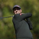 Adam Scott hits from the fourth tee during the third round of the Genesis Invitational golf tournament