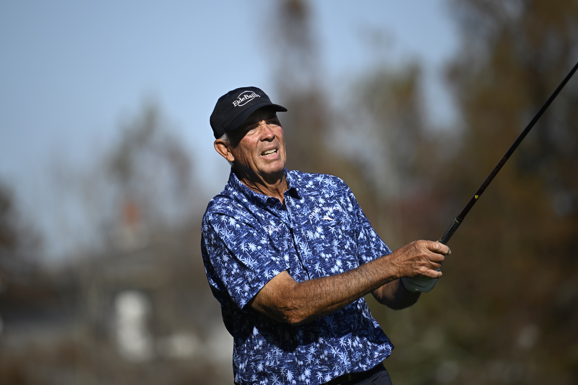Tom Lehman tees off during the PNC Championship golf tournament in Orlando