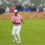 Brooks Koepka hits from the fairway on the fifth hole during the first round of the U.S. Open at Shinnecock Hills Golf Club in Southampton, N.Y.