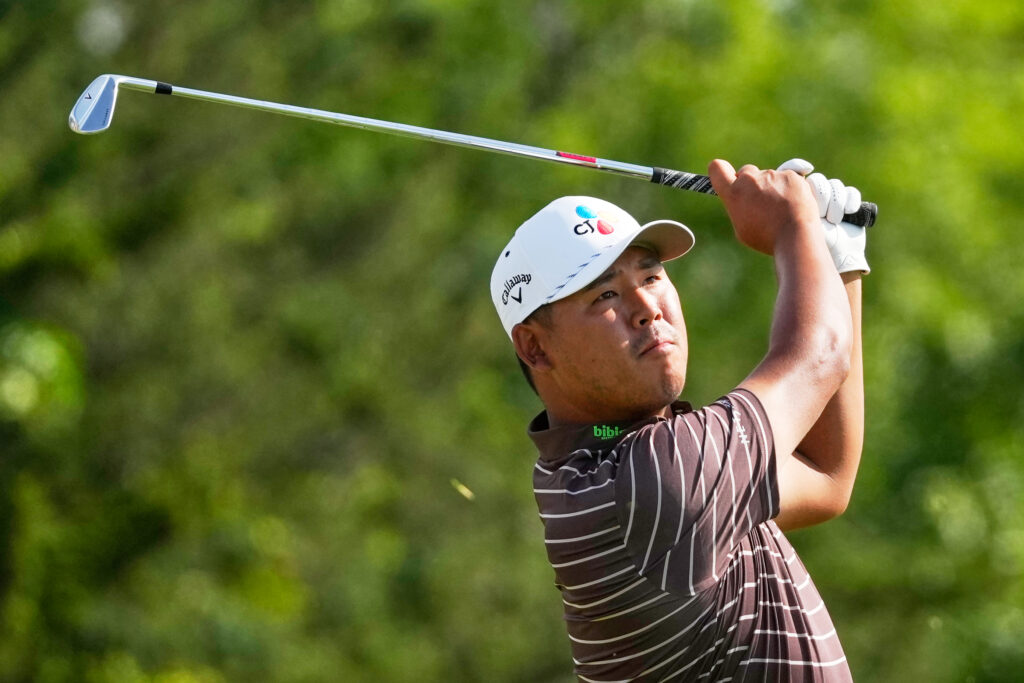 Si Woo Kim tees off at the 2026 U.S. Open at Shinnecock Hills