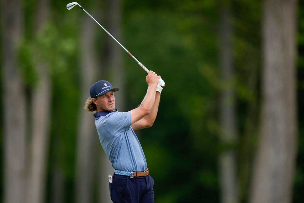 Austin Smotherman hits from the fairway at the 2026 PGA Championship