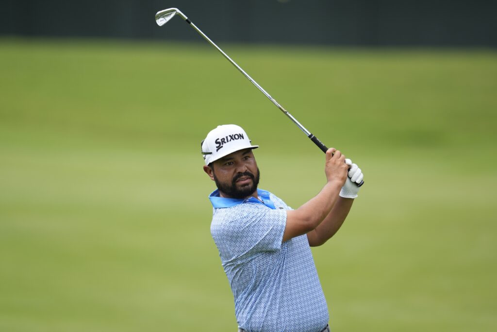 J.J. Spaun hits from the fairway at the 2025 Tour Championship