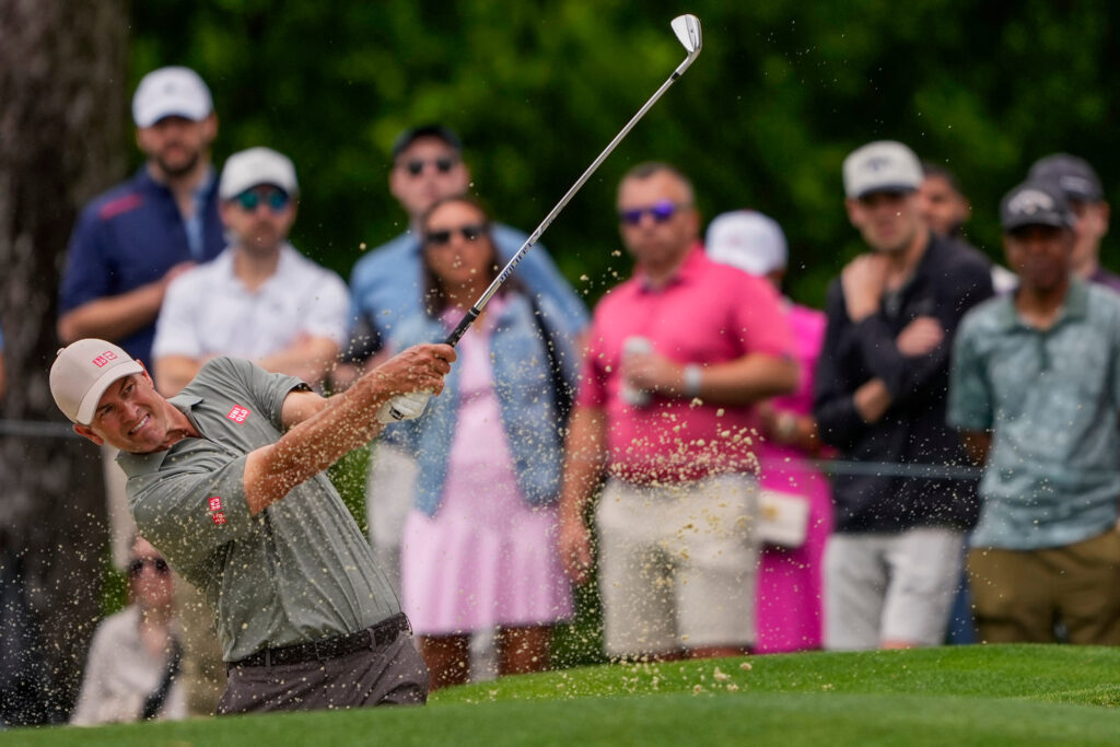 Adam Scott plays a shot at the 2026 Truist Championship