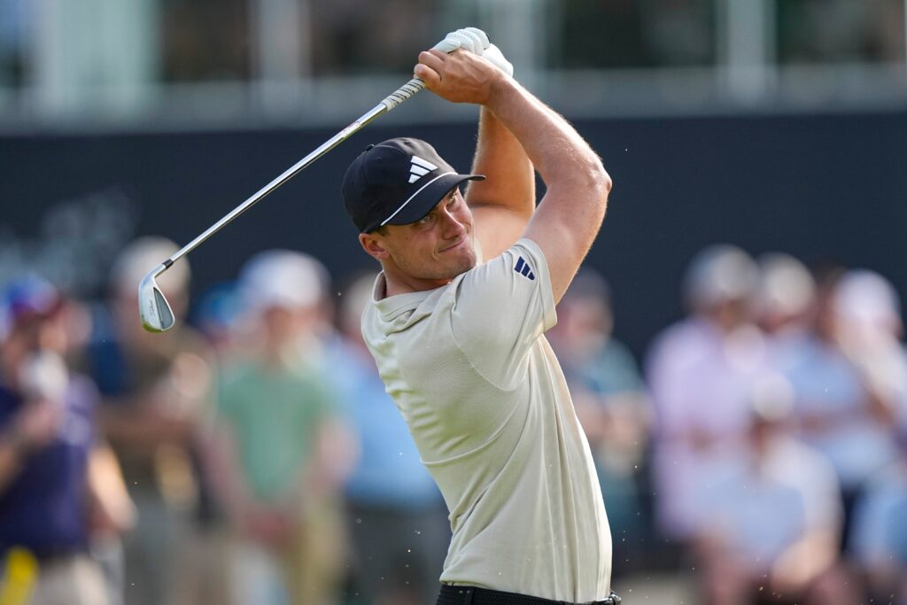 Ludvig Aberg hits from the tee at the 2026 PGA Championship