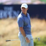 Rory McIlroy on the practice ground at Royal Birkdale ahead of the 2026 Open Championship