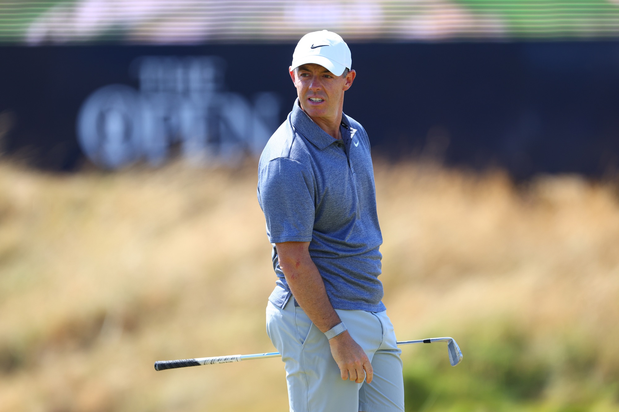 Rory McIlroy on the practice ground at Royal Birkdale ahead of the 2026 Open Championship