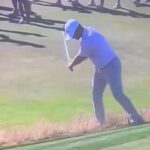 Bryson DeChambeau plays a shot from the thick fescue rough during the Open Championship at Royal Birkdale