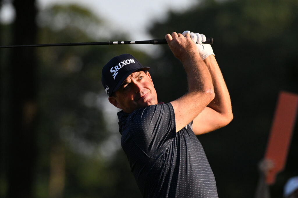 Keegan Bradley hits from the tee during the Rocket Classic at Detroit Golf Club.