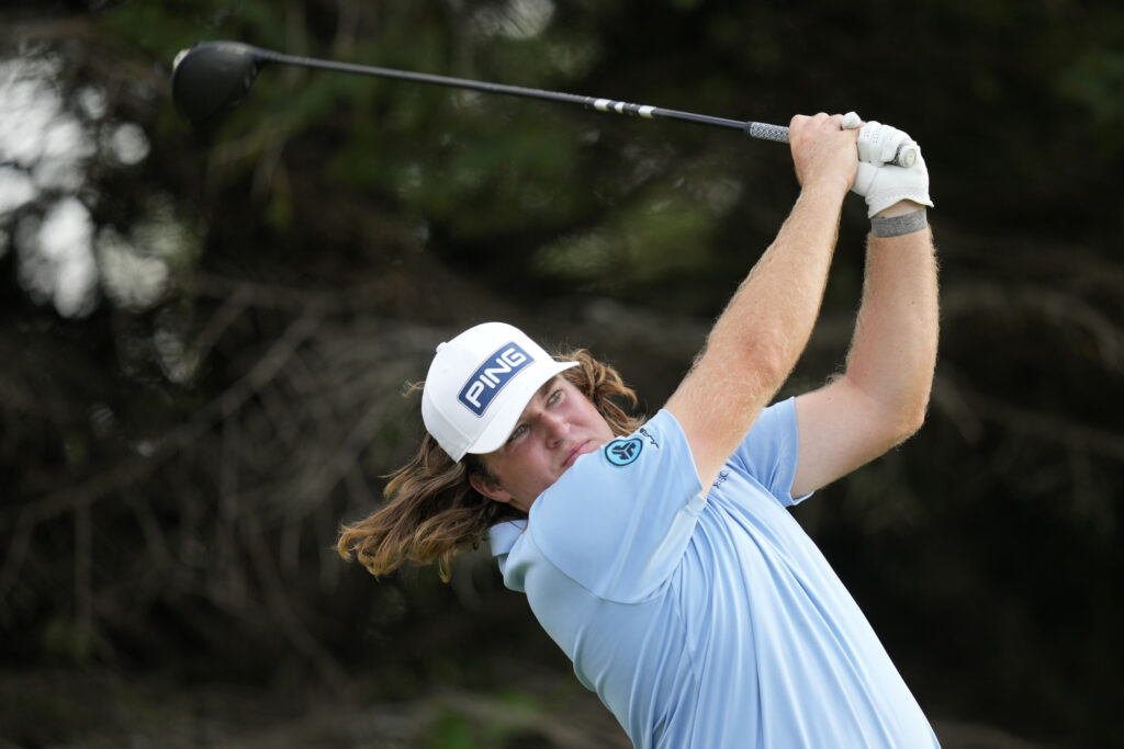 Neal Shipley hits a tee shot at the 3M Open