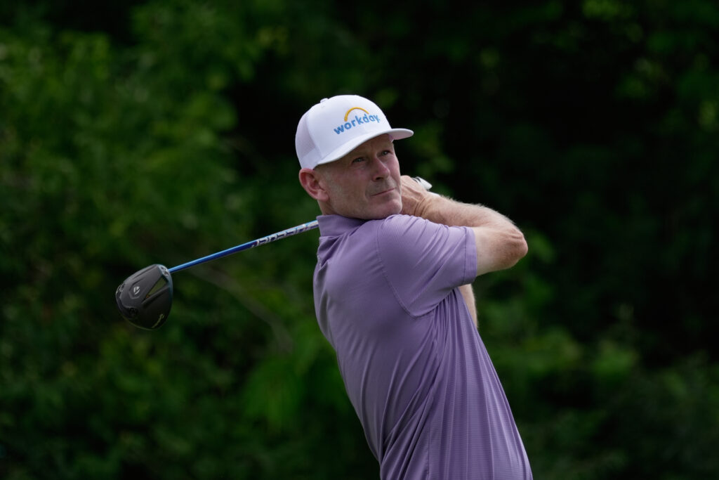 Brandt Snedeker hits from the tee during the 2026 Memorial golf tournament