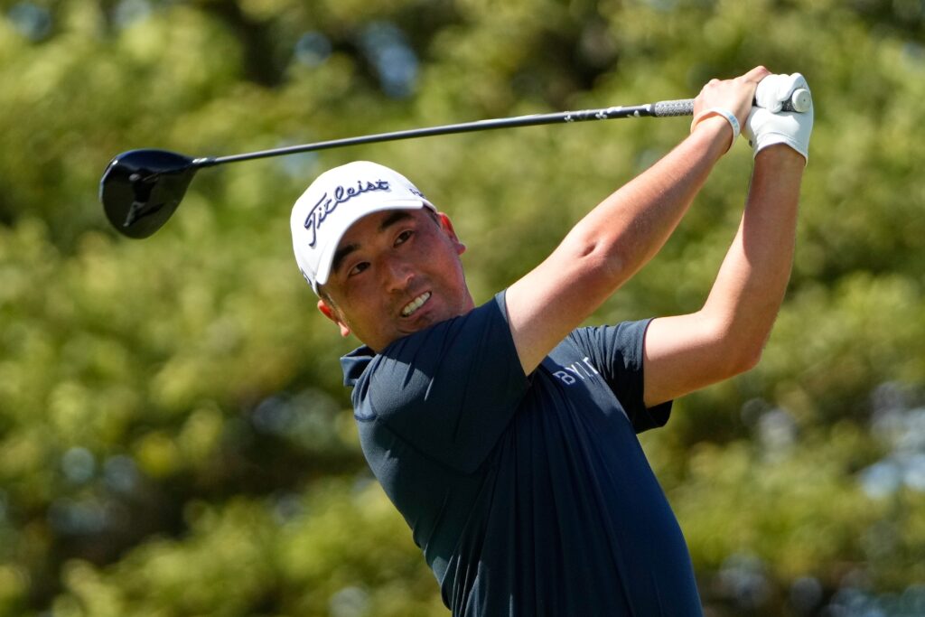 Doug Ghim hits a tee shot at the Sony Open