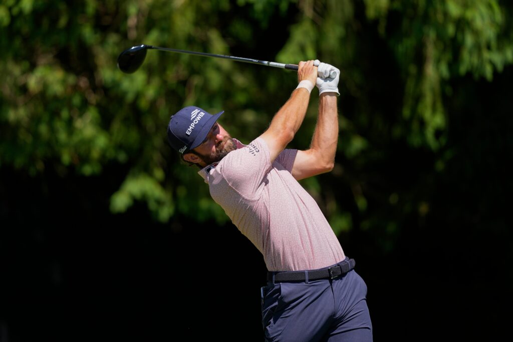 Cameron Young hits a tee shot at the PGA Championship