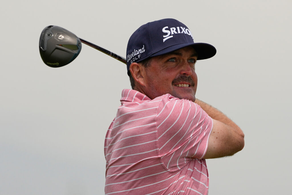 Keegan Bradley hits a tee shot during the 2026 U.S. Open at Shinnecock Hills