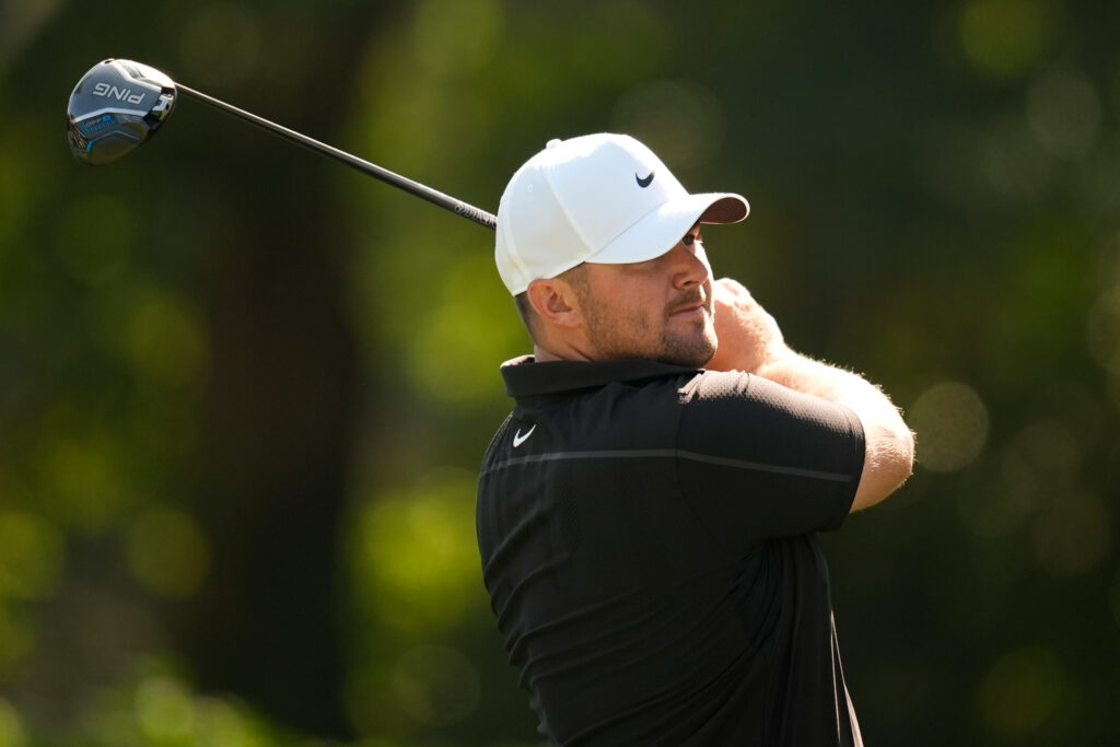 Chris Gotterup hits a tee shot at the RBC Heritage