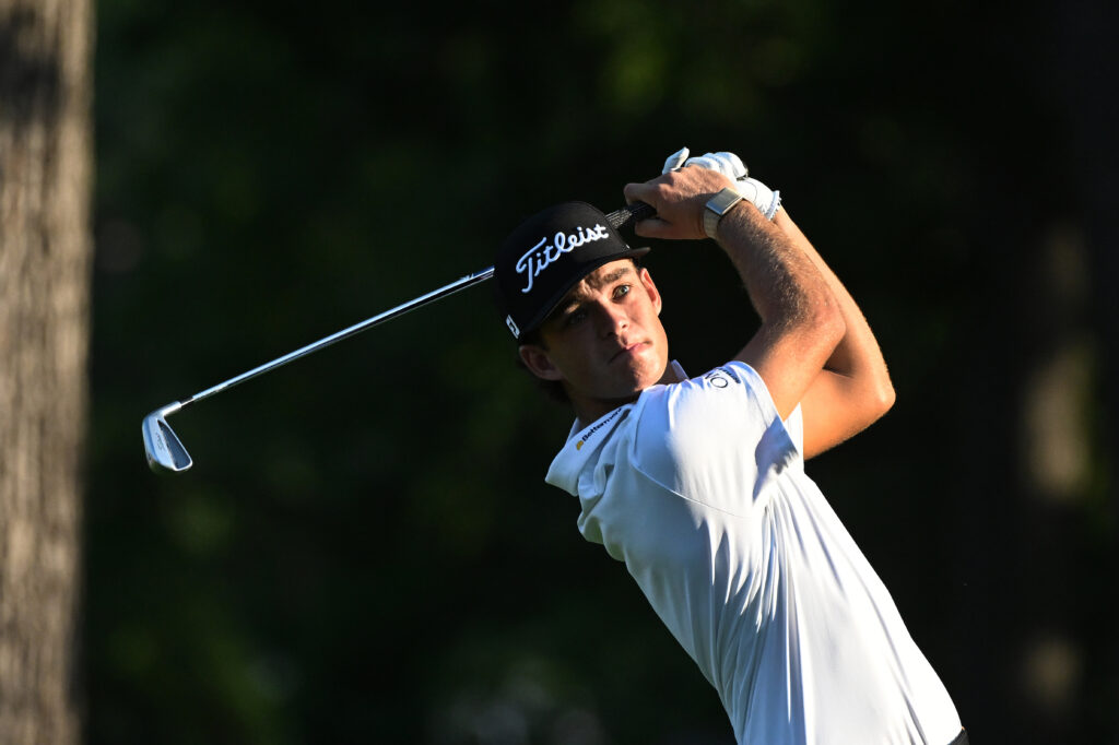 Jackson Koivun hits from the tee during the Rocket Classic at Detroit Golf Club.