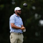 Scottie Scheffler hits from the seventh tee during the final round of the FedEx St. Jude Championship