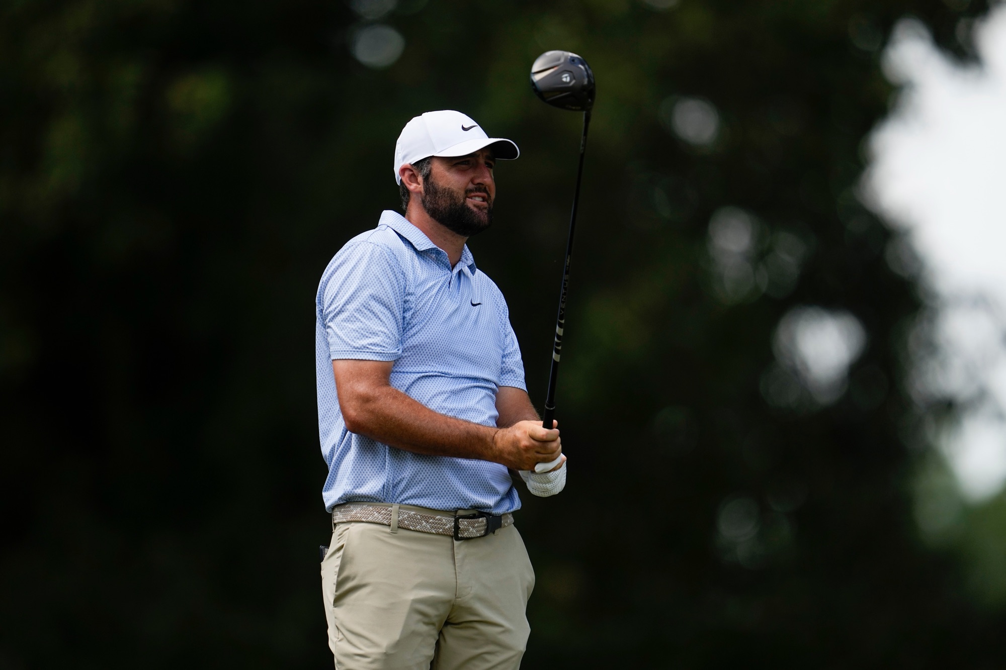 Scottie Scheffler hits from the seventh tee during the final round of the FedEx St. Jude Championship