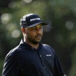 Harold Varner III looks on during the third round of Aramco LIV Golf Singapore at Sentosa Golf Club