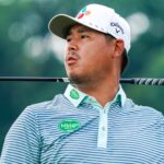 Si Woo Kim tees off on the sixth hole during the third round of the 2026 TOUR Championship at East Lake Golf Club