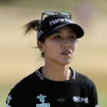Lydia Ko walks up the 15th fairway during the third round of the 2026 AIG Women's Open at Royal Lytham and St Annes