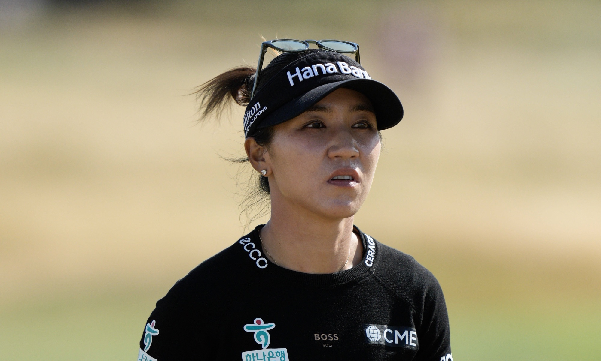 Lydia Ko walks up the 15th fairway during the third round of the 2026 AIG Women's Open at Royal Lytham and St Annes