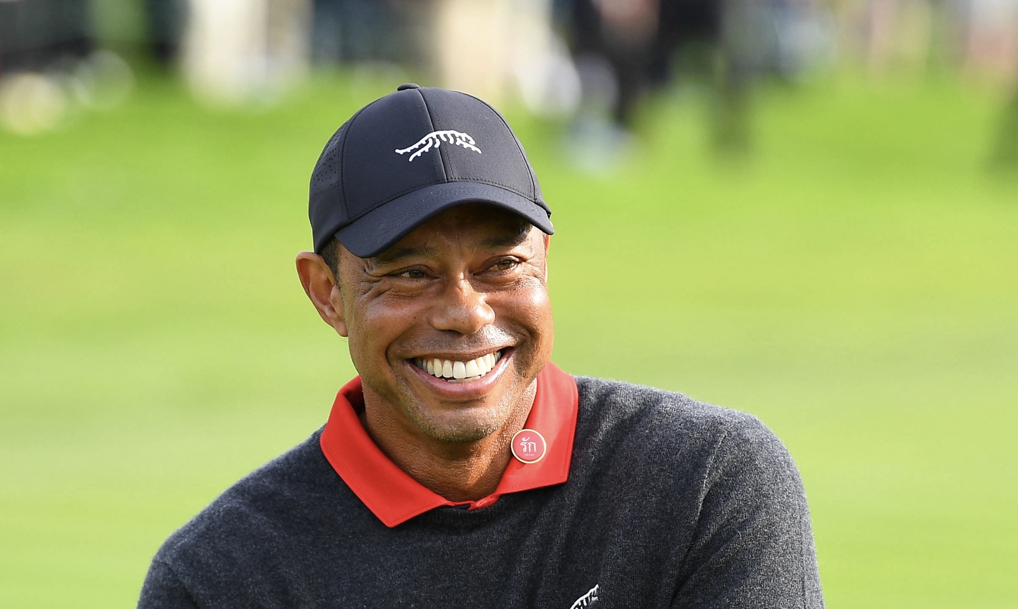 Tiger Woods looks on during the trophy ceremony following the final round of the 2025 Genesis Invitational at Torrey Pines